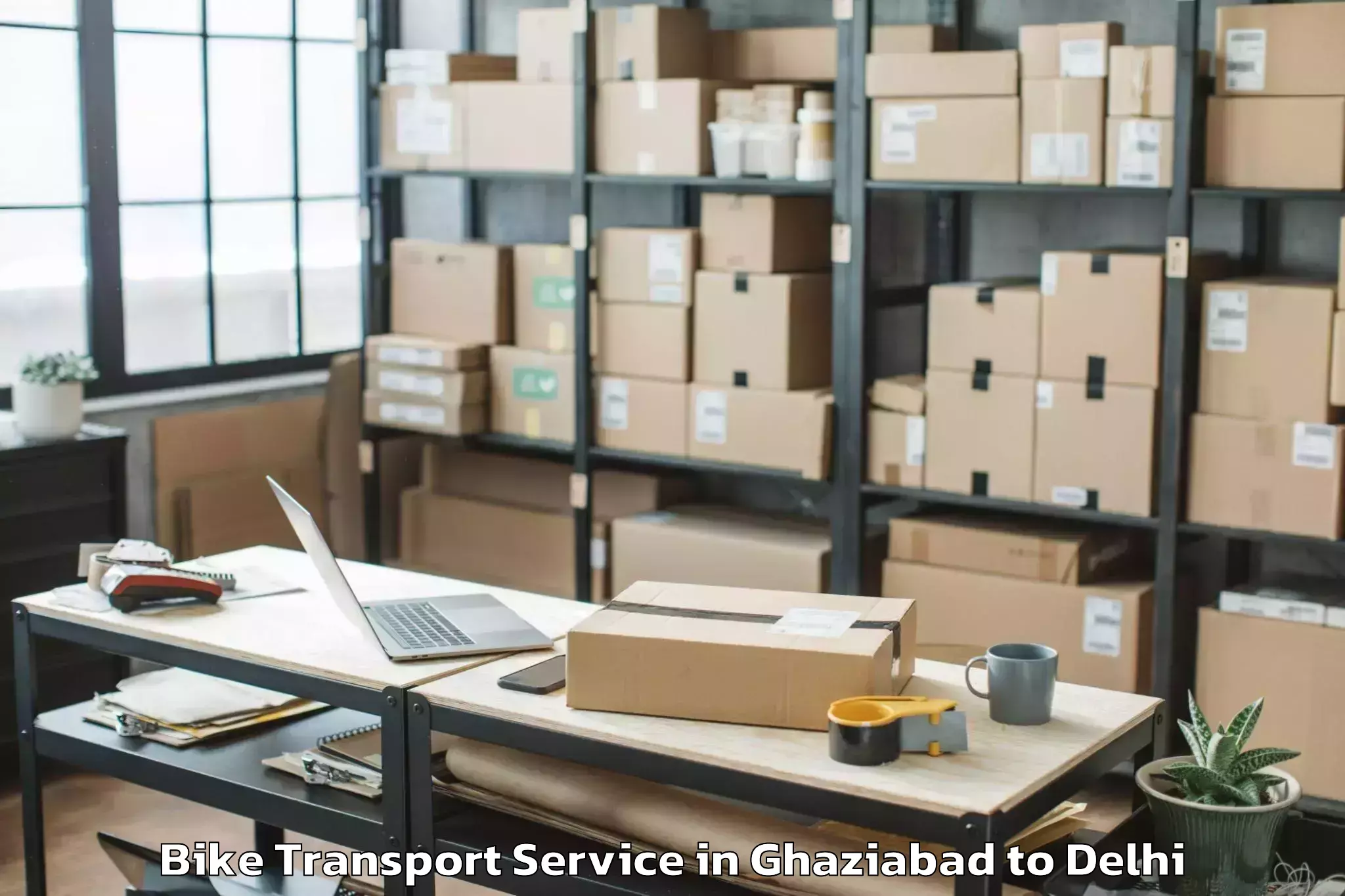 Reliable Ghaziabad to Jmd Kohinoor Mall Bike Transport